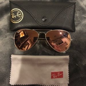 Rose Gold and Silver Ray Ban Aviators worn 3 times